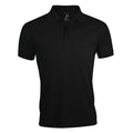 Black - Front - SOLs Mens Prime Pique Plain Short Sleeve Polo Shirt