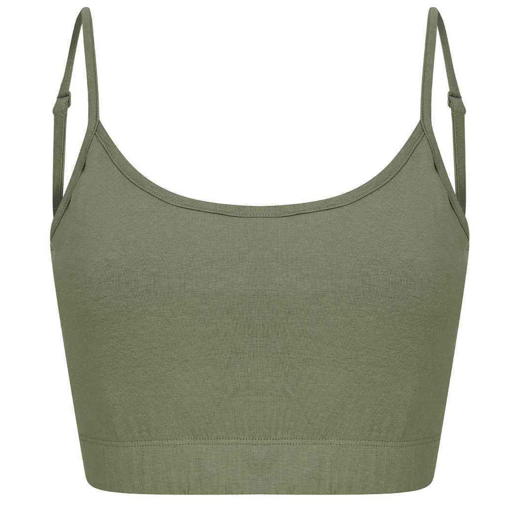 Khaki - Front - SF Womens-Ladies Sustainable Cropped Camisole