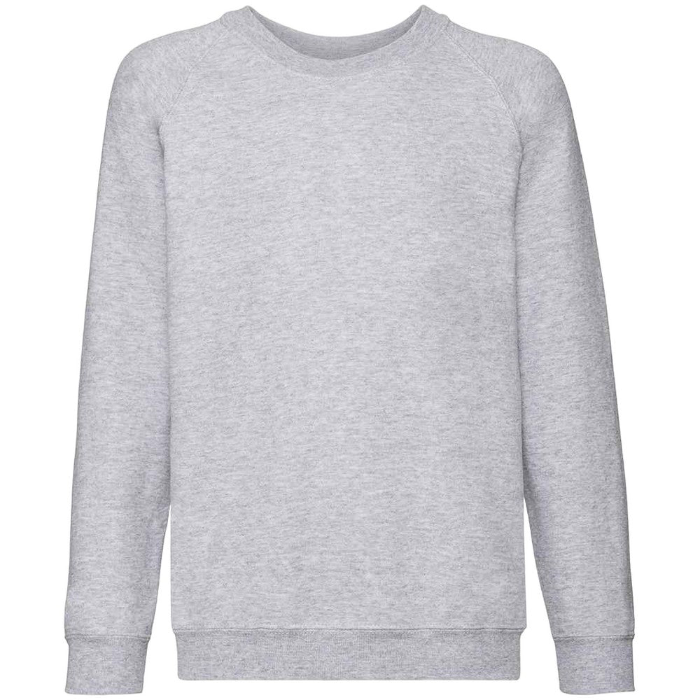 Heather Grey - Front - Fruit of the Loom Childrens-Kids Classic Raglan Sweatshirt