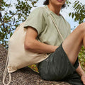 Natural - Back - Westford Mill Recycled Cotton Drawstring Bag