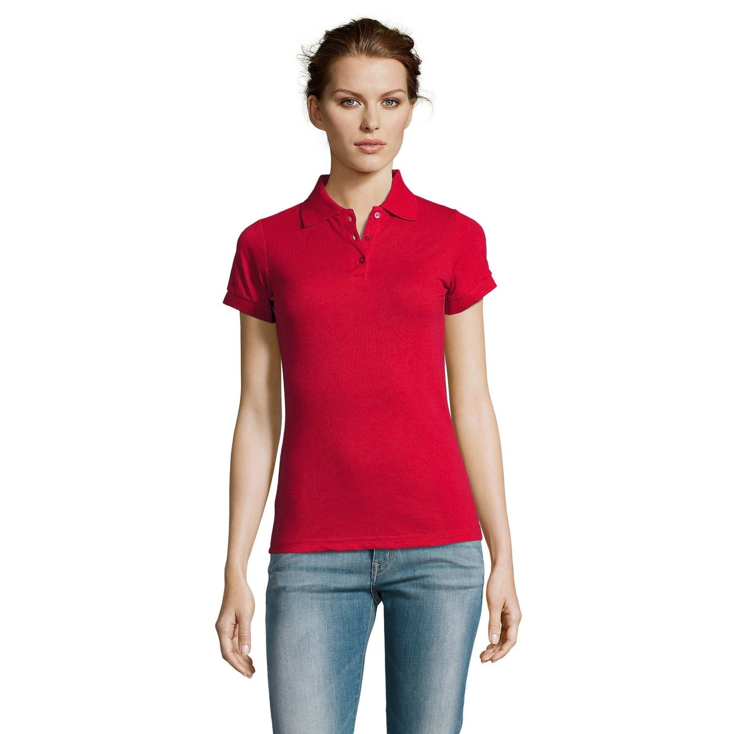 Red - Side - SOLs Womens-Ladies Prime Pique Polo Shirt