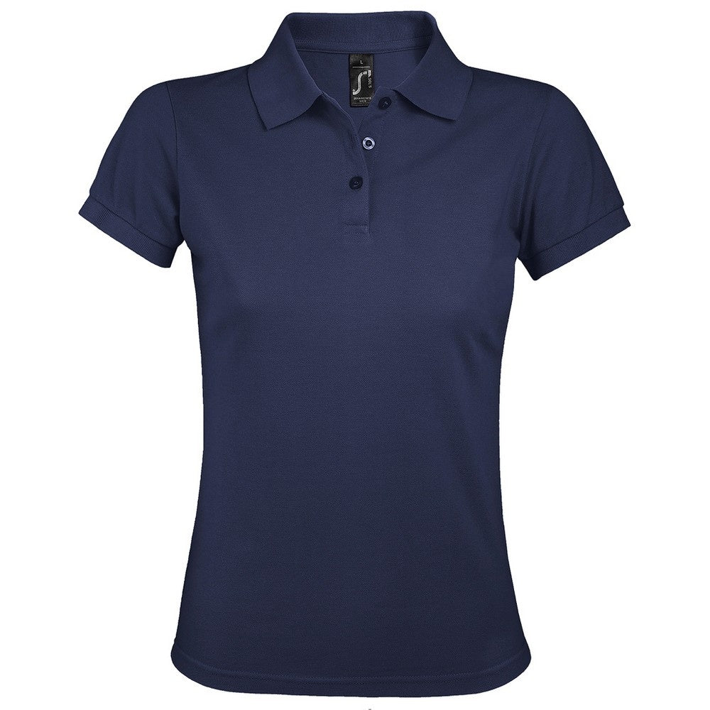 French Navy - Front - SOLs Womens-Ladies Prime Pique Polo Shirt