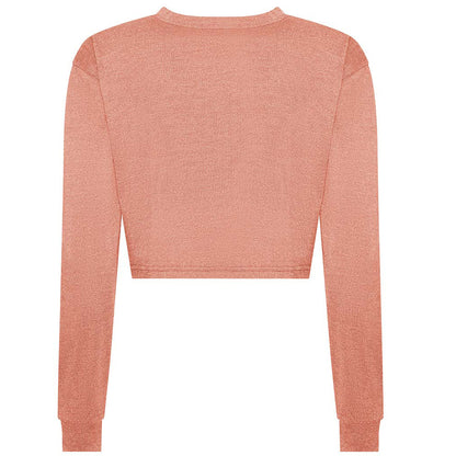 Dusty Pink - Back - Awdis Womens-Ladies Long-Sleeved Crop T-Shirt