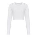 Solid White - Front - Awdis Womens-Ladies Long-Sleeved Crop T-Shirt