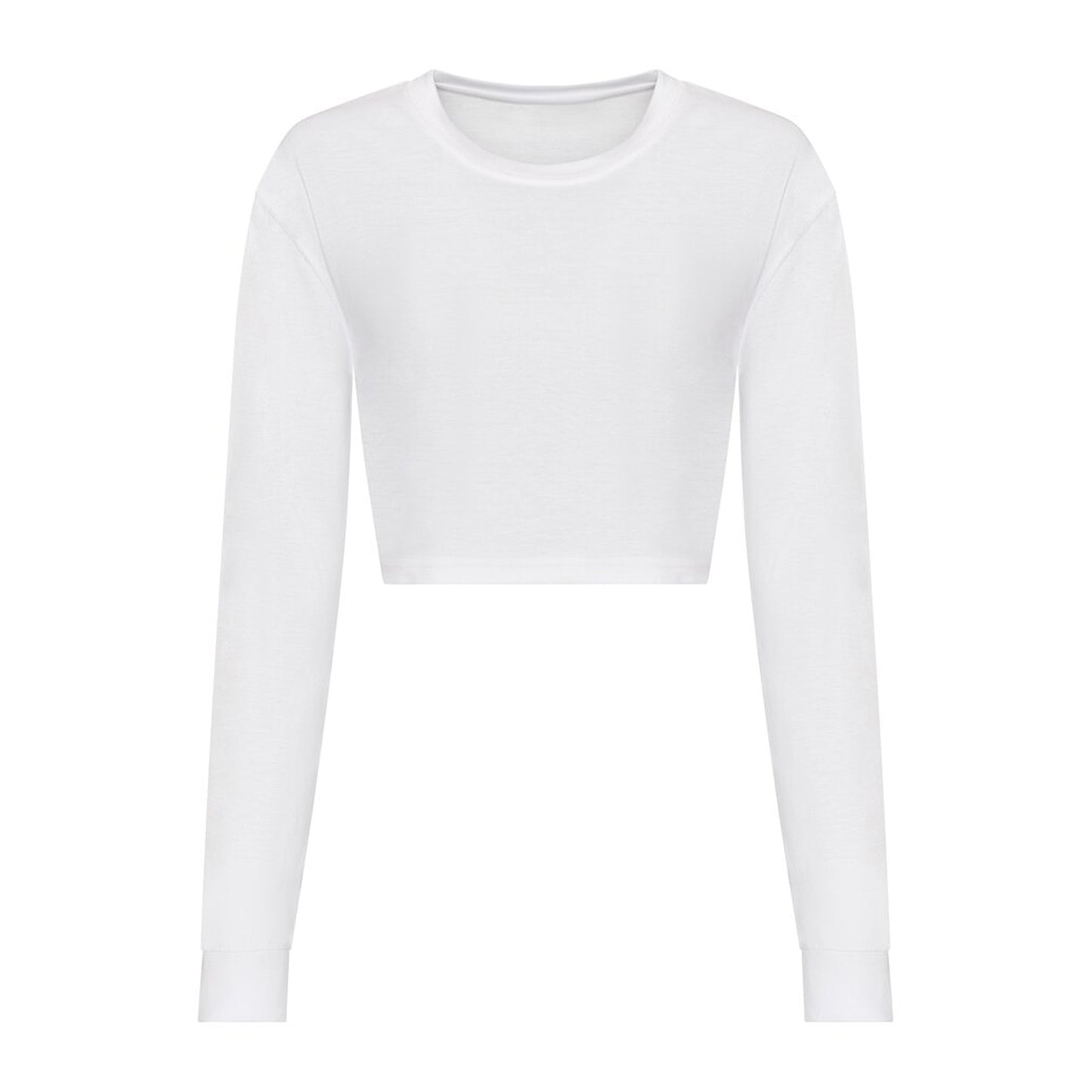 Solid White - Front - Awdis Womens-Ladies Long-Sleeved Crop T-Shirt