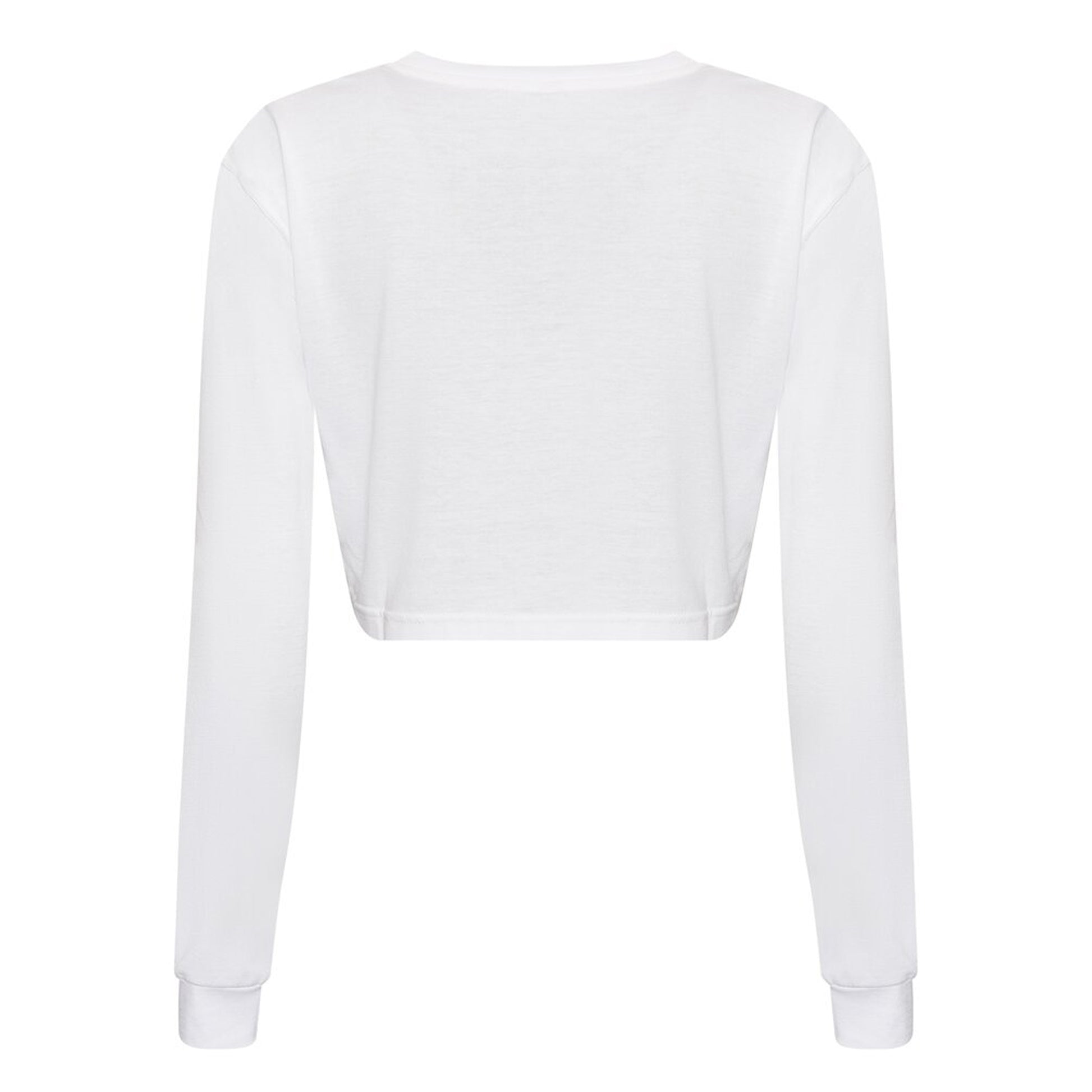 Solid White - Back - Awdis Womens-Ladies Long-Sleeved Crop T-Shirt