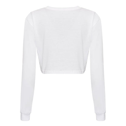 Solid White - Back - Awdis Womens-Ladies Long-Sleeved Crop T-Shirt