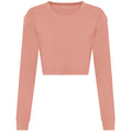 Dusty Pink - Front - Awdis Womens-Ladies Long-Sleeved Crop T-Shirt