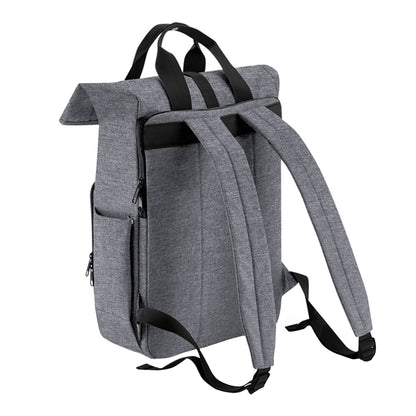 Grey Marl - Back - Bagbase Roll Top Recycled Twin Handle Laptop Backpack