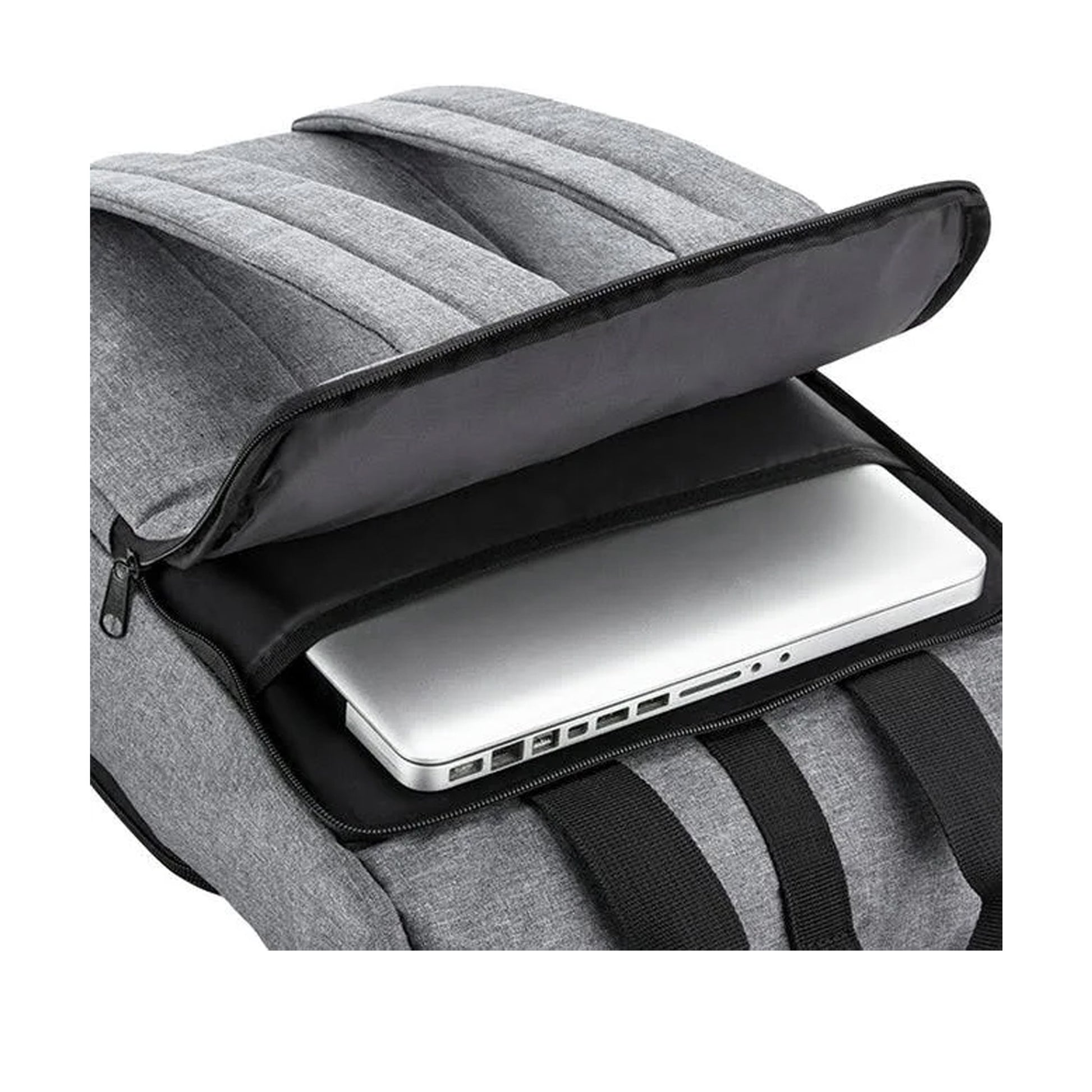 Grey Marl - Side - Bagbase Roll Top Recycled Twin Handle Laptop Backpack