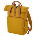 Mustard Yellow - Back - Bagbase Roll Top Recycled Twin Handle Laptop Backpack