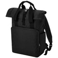 Black - Front - Bagbase Roll Top Recycled Twin Handle Laptop Backpack
