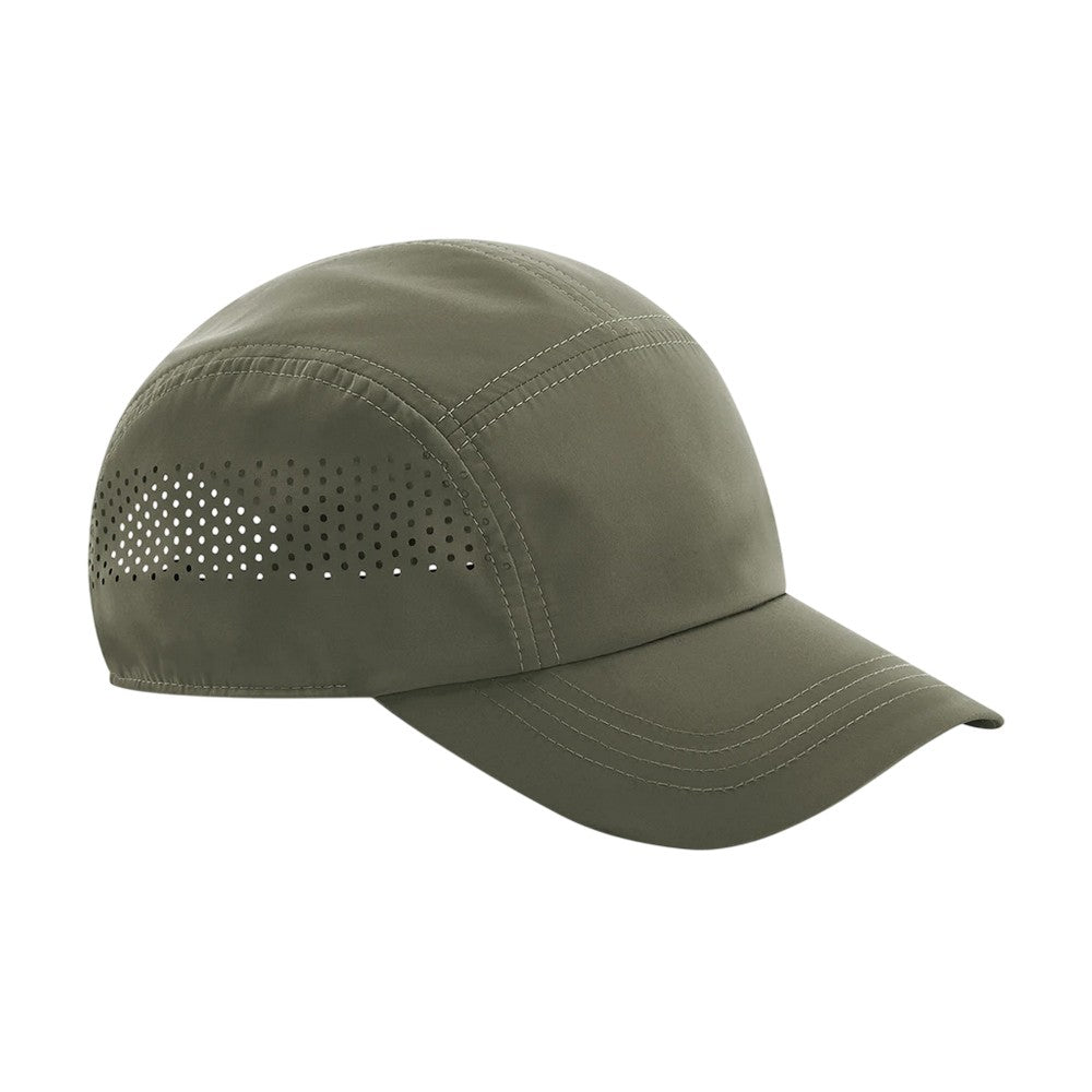 Olive Green - Front - Beechfield Unisex Adult Technical Running Baseball Cap