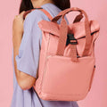 Blush Pink - Back - Bagbase Unisex Adult Mini Recycled Twin Handle Backpack