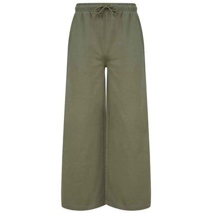 Khaki - Front - SF Womens-Ladies Sustainable Wide Leg Jogging Bottoms