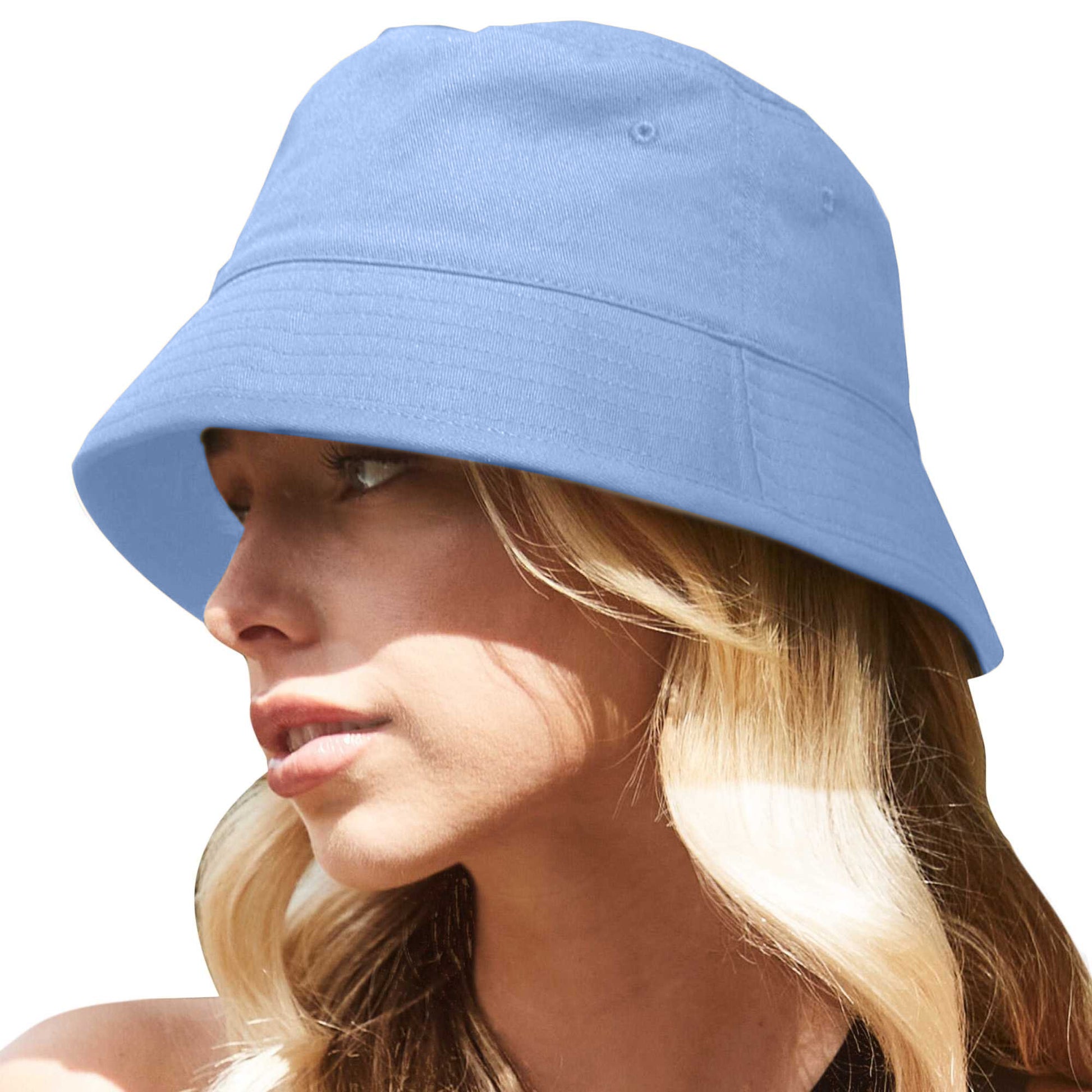 Sky Blue - Side - Beechfield Unisex Adult Organic Cotton Bucket Hat