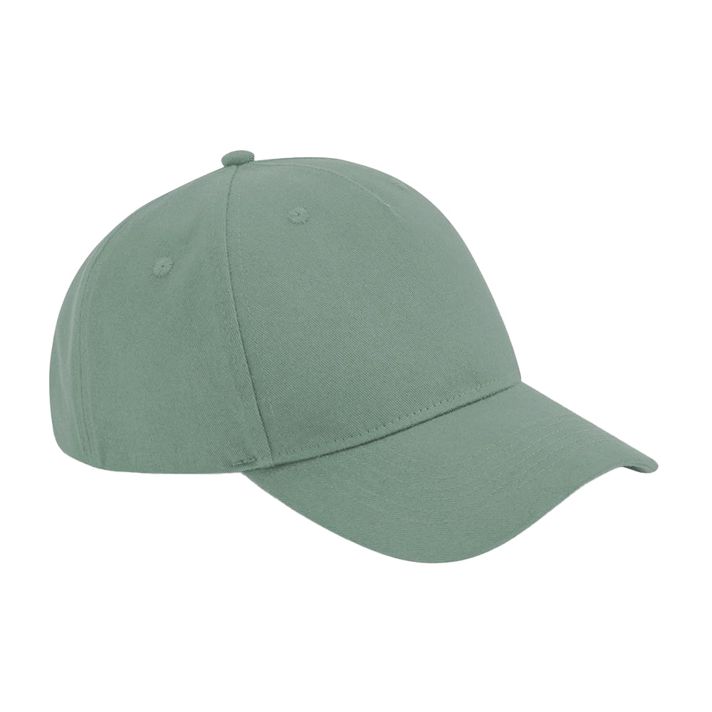 Dusty Green - Front - Beechfield 5 Panel Organic Baseball Cap