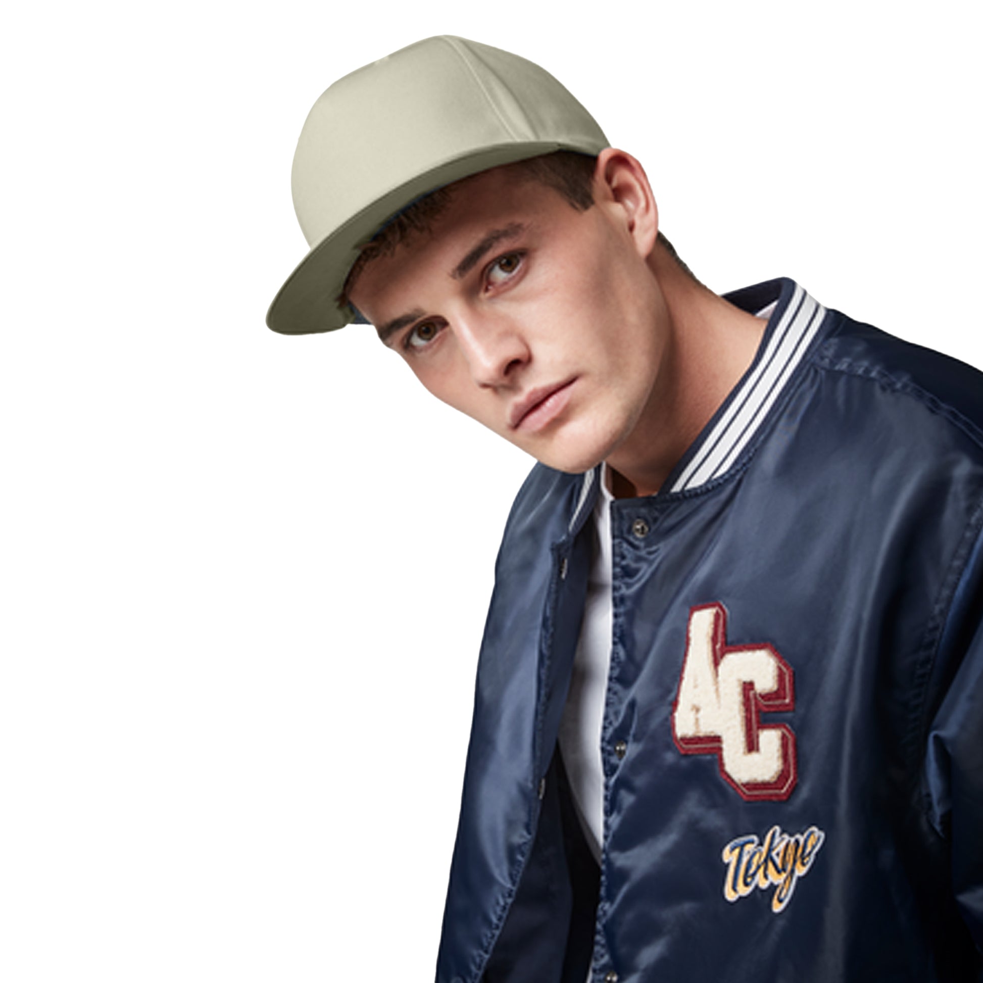 Stone - Back - Beechfield 5 Panel Organic Baseball Cap