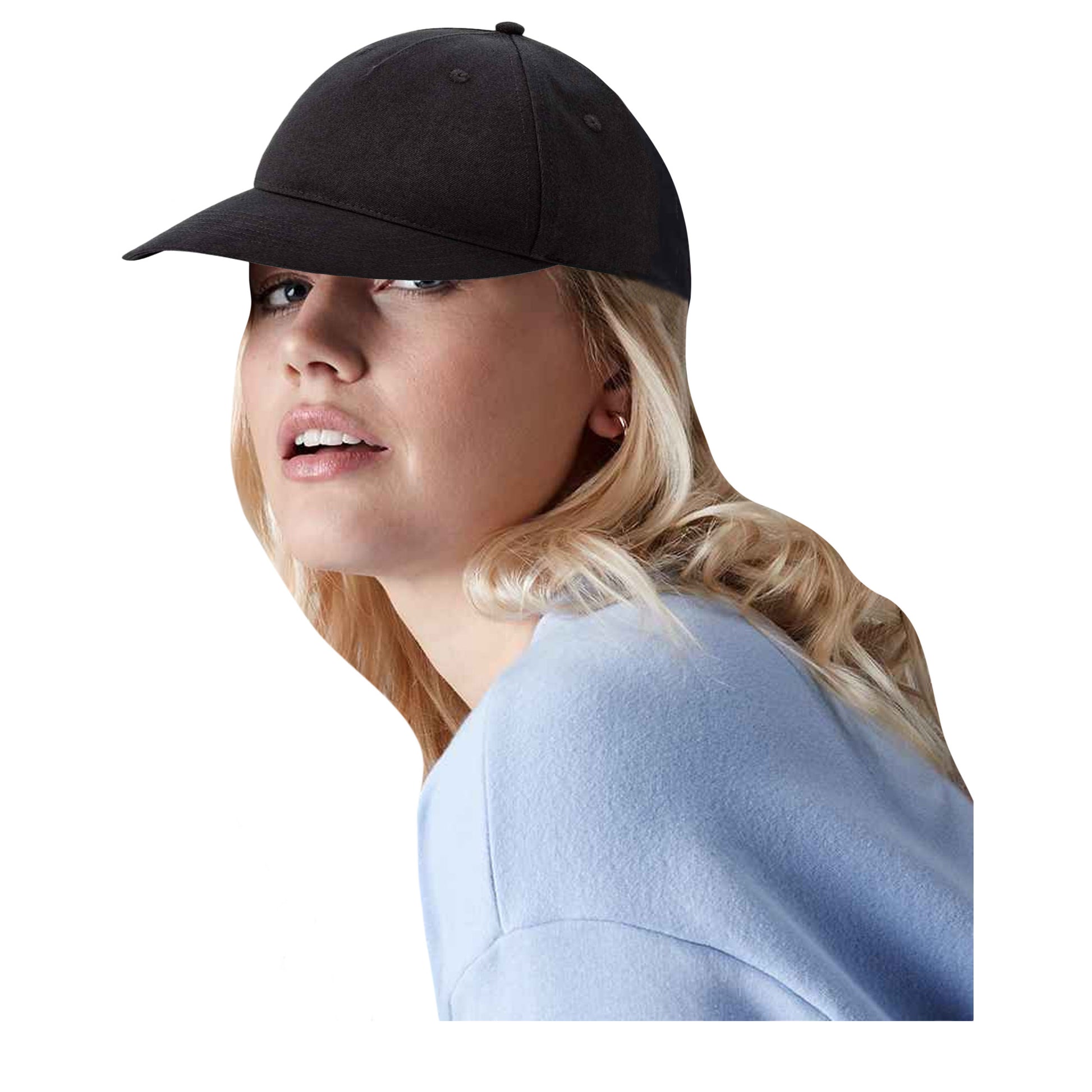 Black - Back - Beechfield 5 Panel Organic Baseball Cap