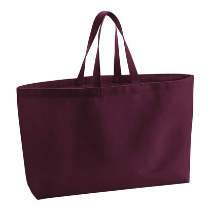 Burgundy - Front - Westford Mill Canvas Oversized Tote Bag
