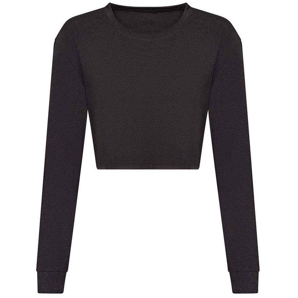 Black - Front - Awdis Womens-Ladies Heather Crop T-Shirt