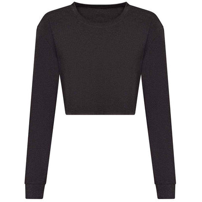 Black - Front - Awdis Womens-Ladies Heather Crop T-Shirt