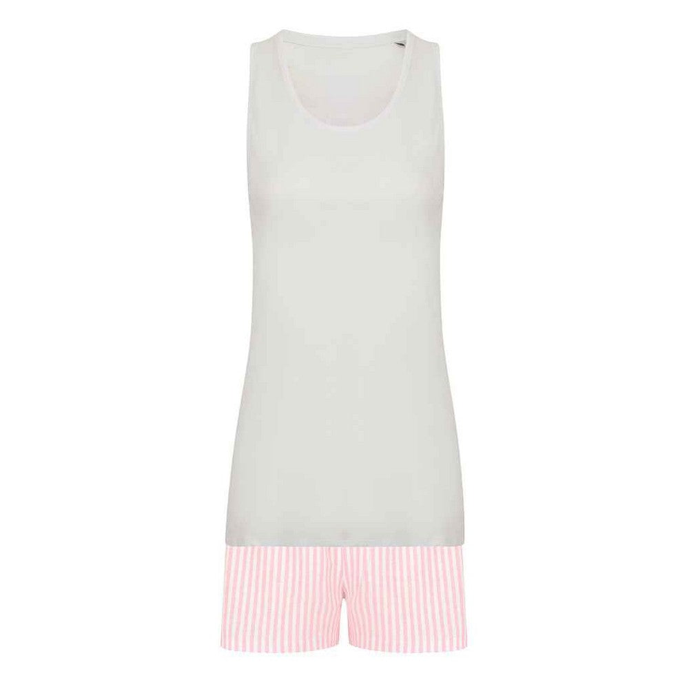 White-Pink - Front - Towel City Womens-Ladies Short Pyjama Set