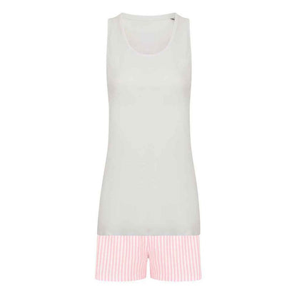 White-Pink - Front - Towel City Womens-Ladies Short Pyjama Set