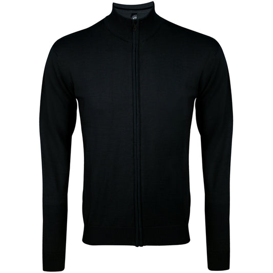 Black - Front - SOLS Mens Gordon Full Zip Cardigan