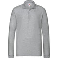 Athletic Heather - Front - Fruit of the Loom Mens Premium Pique Long-Sleeved Polo Shirt