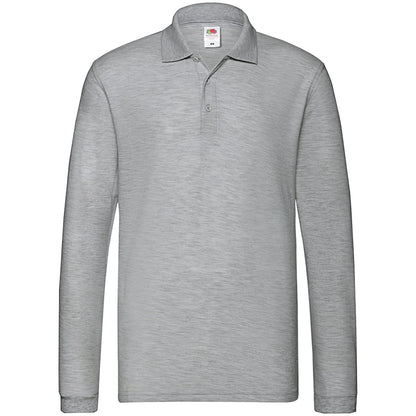 Athletic Heather - Front - Fruit of the Loom Mens Premium Pique Long-Sleeved Polo Shirt