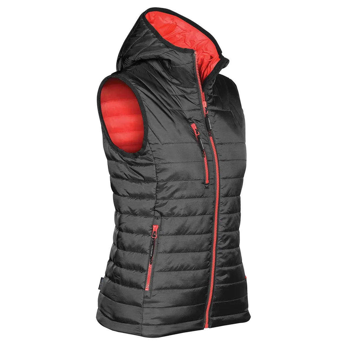Black-True Red - Side - Stormtech Womens-Ladies Gravity Body Warmer
