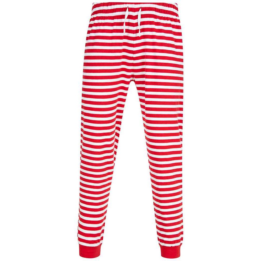 Red-White - Front - SF Unisex Adult Stripe Cuffed Lounge Pants