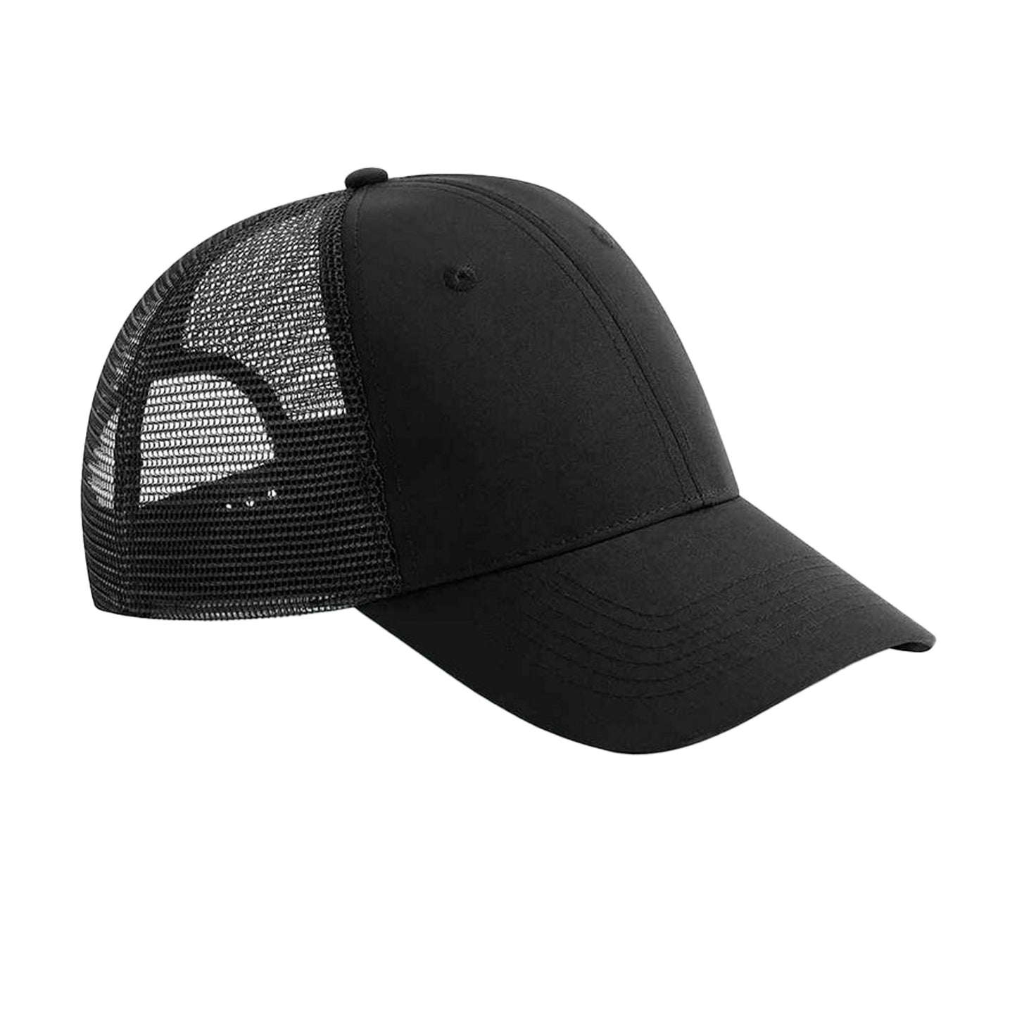 Black - Front - Beechfield Unisex Adult 6 Panel Recycled Trucker Cap