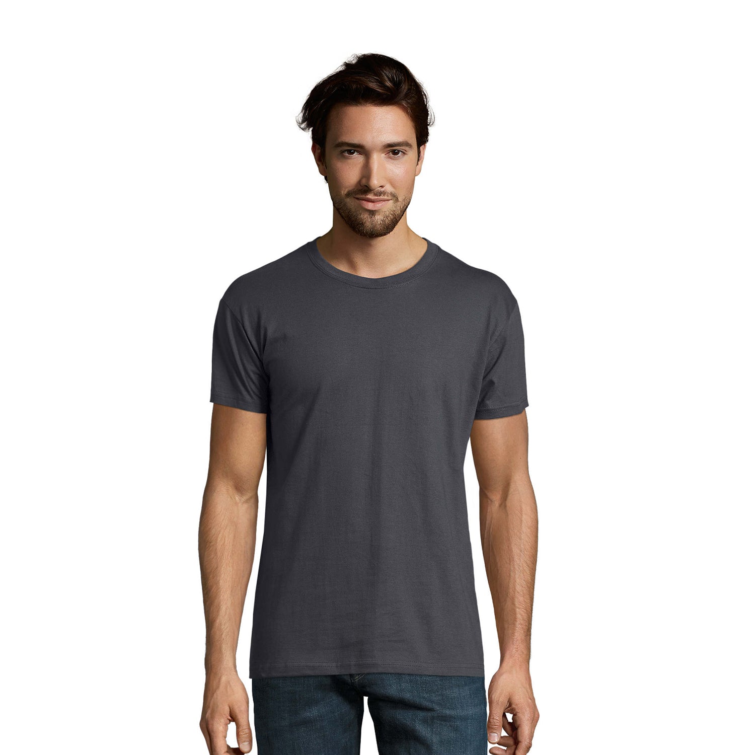 Charcoal Marl - Side - SOLS Mens Imperial Slim Fit Short Sleeve T-Shirt