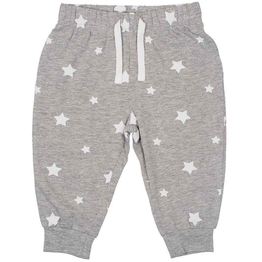 Heather Grey-White - Front - Larkwood Baby Stars Lounge Pants