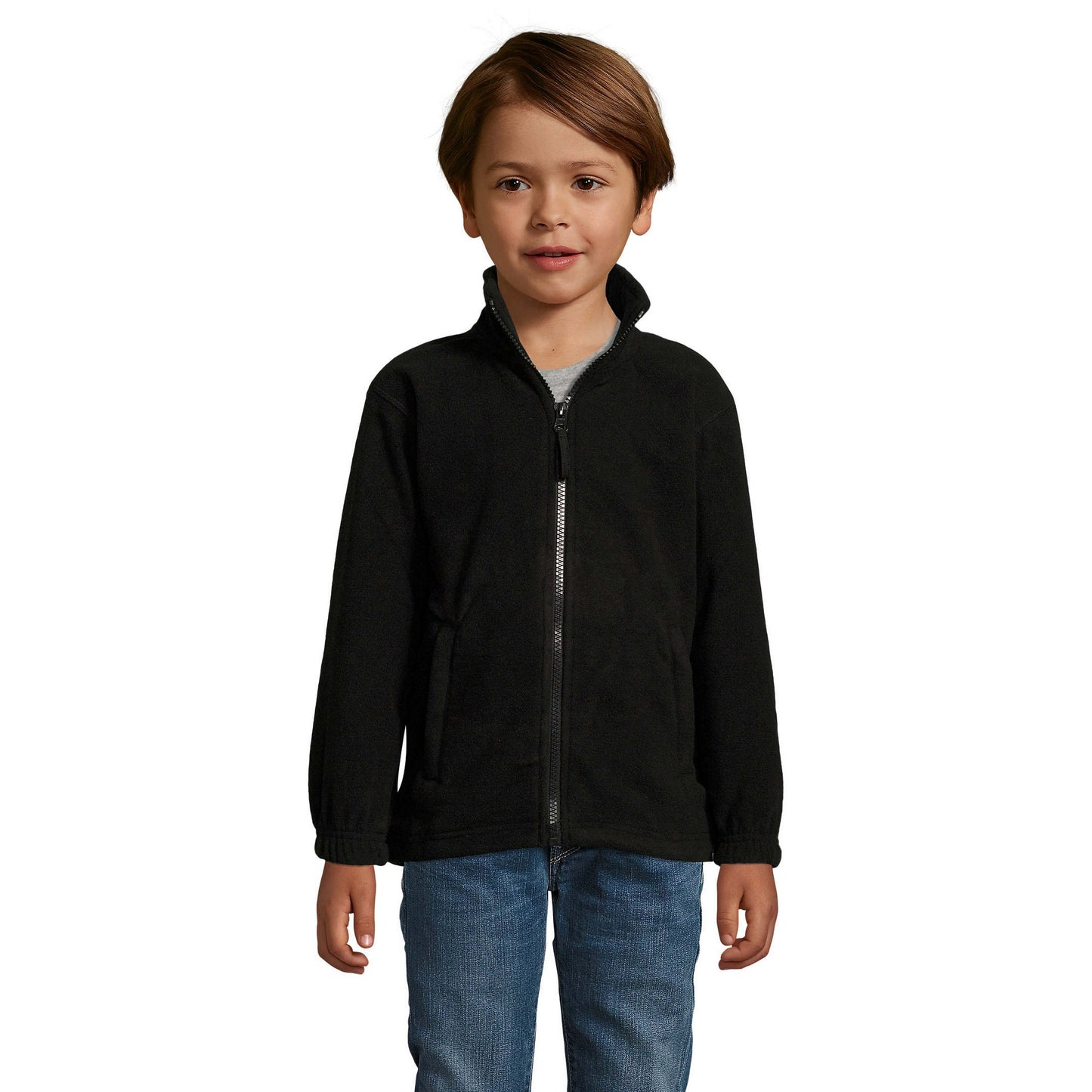 Black - Back - SOLS Childrens-Kids North Zip-Up Fleece Jacket