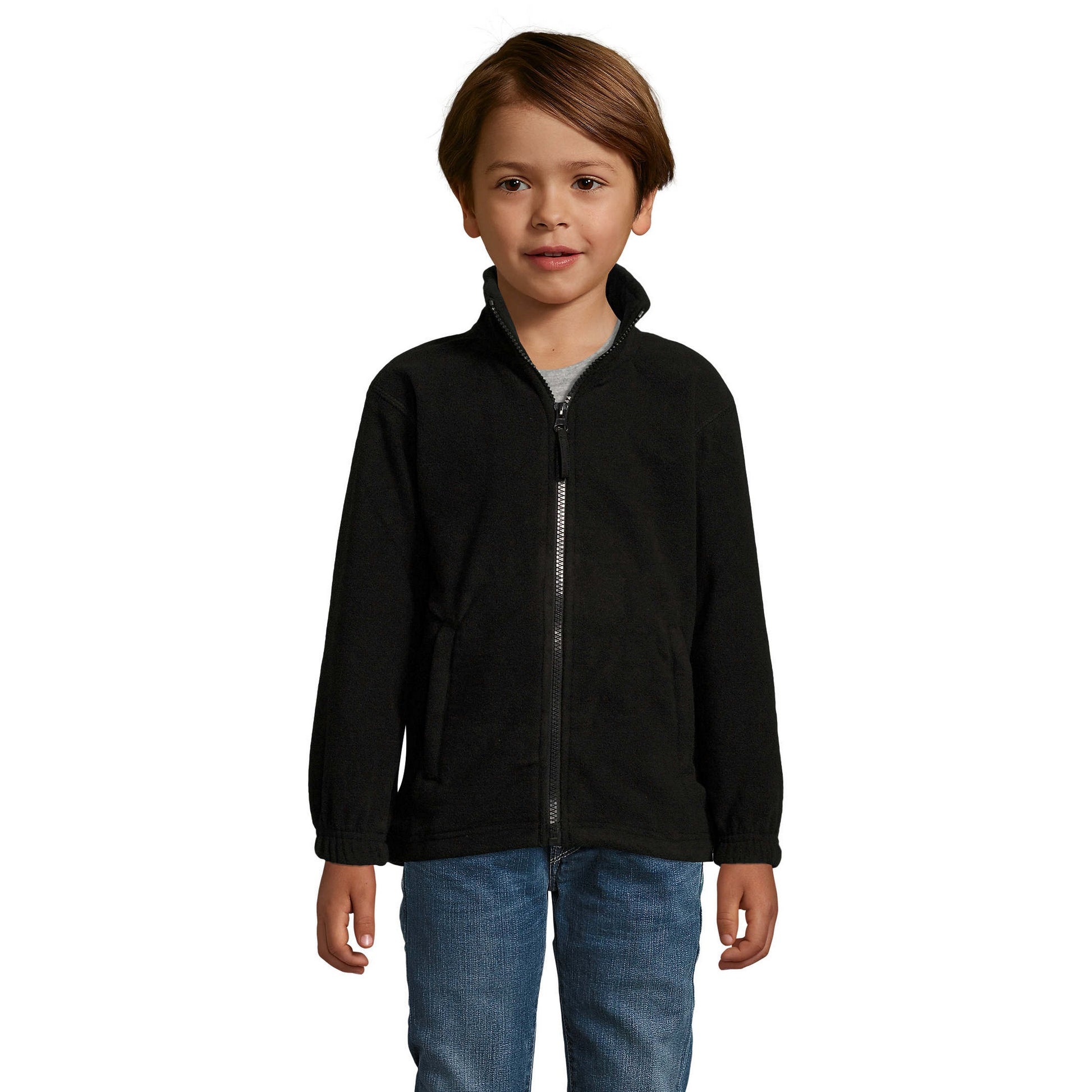 Black - Back - SOLS Childrens-Kids North Zip-Up Fleece Jacket