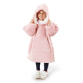 Blush Pink - Back - Brand Lab Childrens-Kids Sherpa Fleece Oversized Hoodie