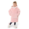 Blush Pink - Side - Brand Lab Childrens-Kids Sherpa Fleece Oversized Hoodie