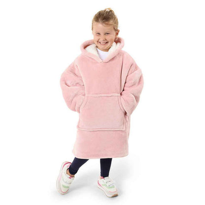 Blush Pink - Side - Brand Lab Childrens-Kids Sherpa Fleece Oversized Hoodie