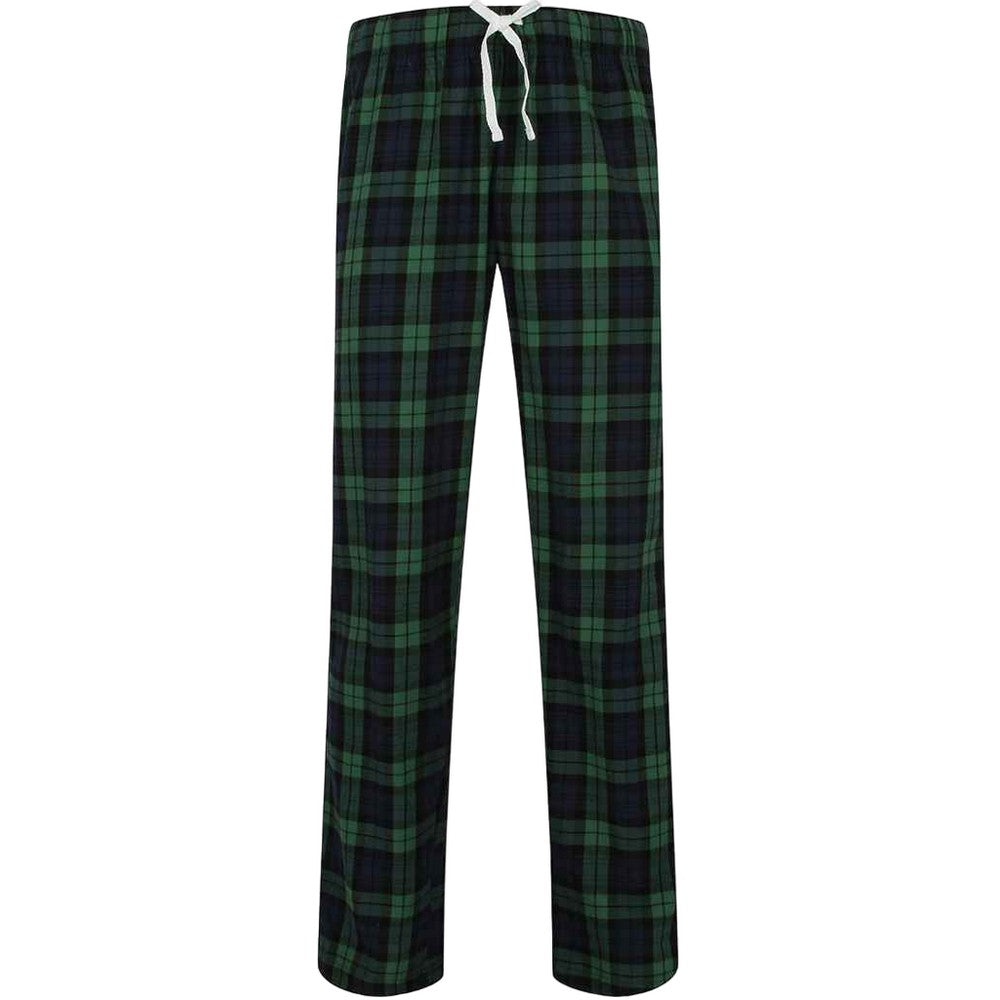Navy-Green - Front - SF Mens Tartan Lounge Pants