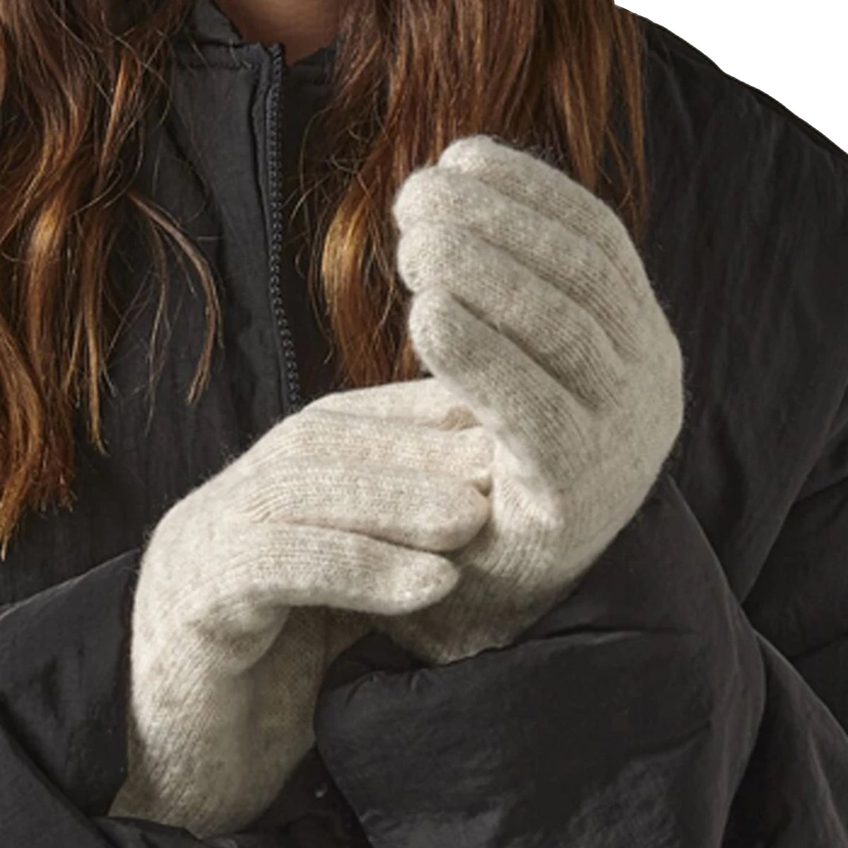 Almond - Back - Beechfield Cosy Cuffed Marl Ribbed Winter Gloves