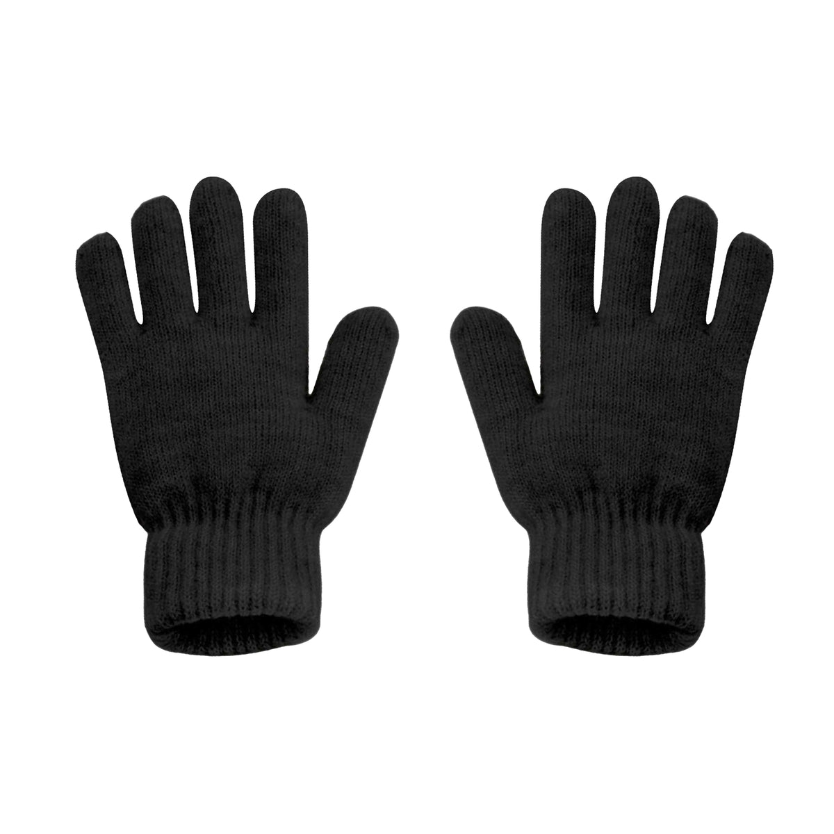 Black - Back - Beechfield Cosy Cuffed Marl Ribbed Winter Gloves