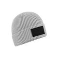 Light Grey-Black - Front - Beechfield Fashion Woven Patch Beanie