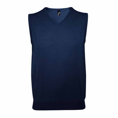 Navy - Front - SOLS Unisex Gentlemen Sleeveless V Neck Sweater Vest