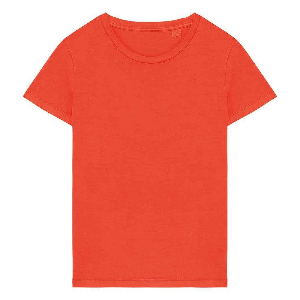 Paprika Red - Front - Native Spirit Womens-Ladies Faded Washed T-Shirt