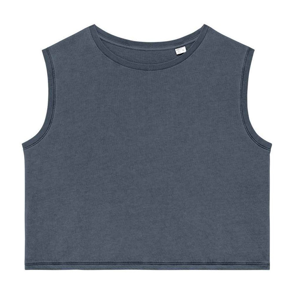 Mineral Grey - Front - Native Spirit Womens-Ladies Faded Cropped Tank Top