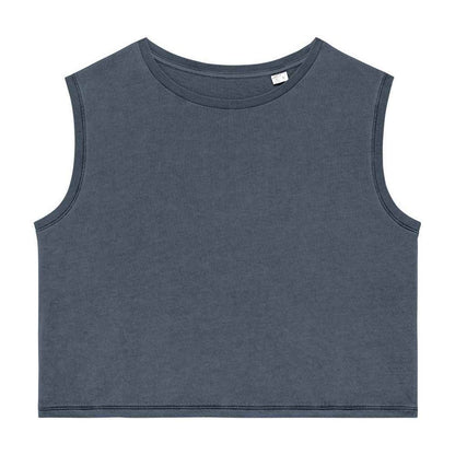 Mineral Grey - Front - Native Spirit Womens-Ladies Faded Cropped Tank Top