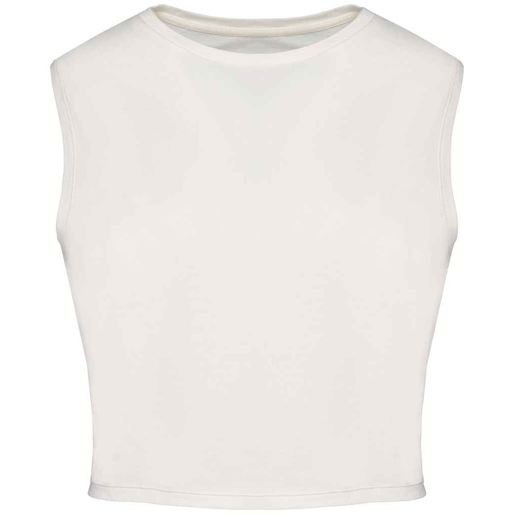 Ivory - Front - Native Spirit Womens-Ladies Faded Cropped Tank Top